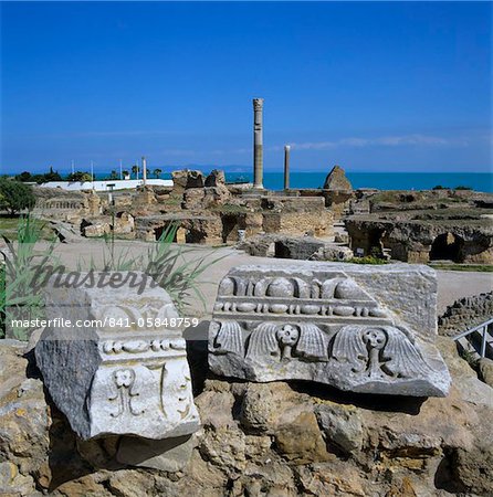Les ruines des Thermes Romains antiques, les thermes d'Antonin, Carthage, patrimoine mondial de l'UNESCO, Tunis, Tunisie, Afrique du Nord, Afrique