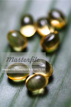 Omega 3 capsules, close-up