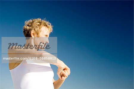 Senior woman stretching