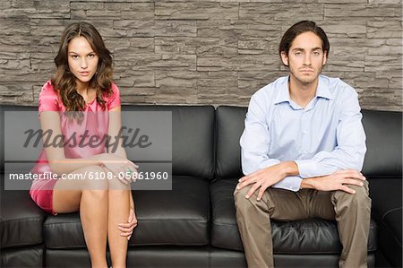 Couple looking serious