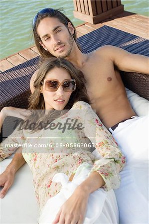 Couple resting at a tourist resort