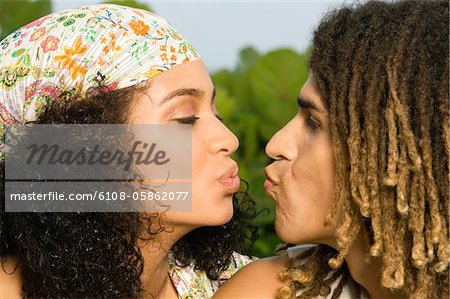 Couple preparing to kiss each other