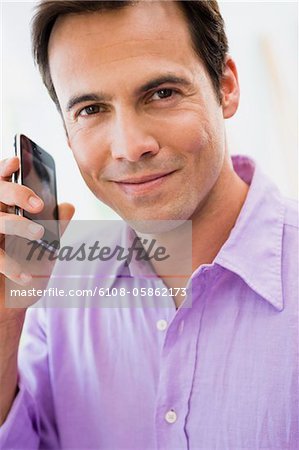Portrait of a man talking on a mobile phone
