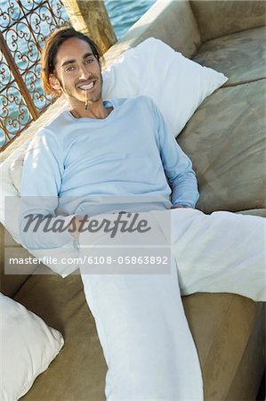 Man resting in a tourist resort