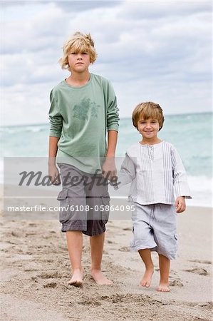 Portrait of two boys on the beach