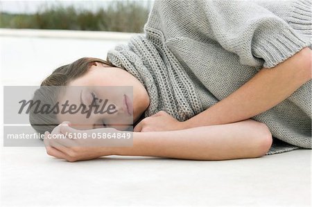 Woman resting on the floor