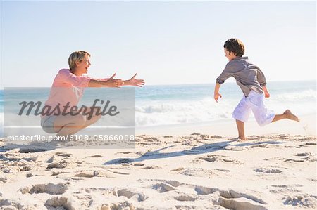 Family enjoying vacations on the beach