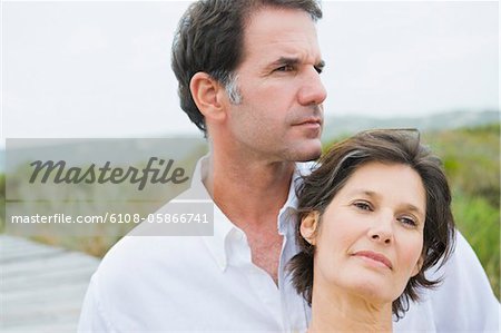 Close-up of a couple thinking