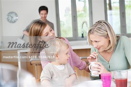 Family at a breakfast table