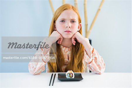Portrait of a girl at the dining table