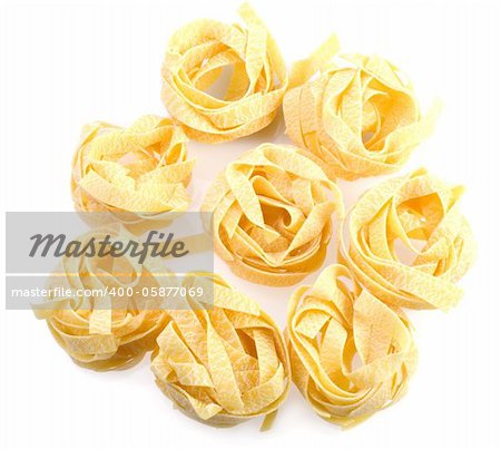 The Italian Egg noodles, isolated on white.