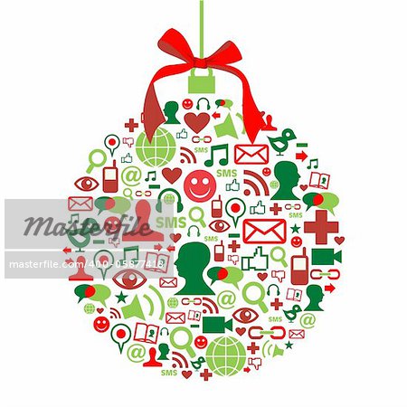 Christmas bauble shape made with social media icons set.