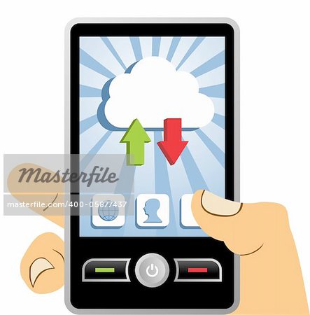 Cloud computing on mobile phone technology concept. Vector file available.