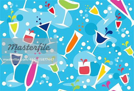 Colourful cups wallpaper on light blue background.