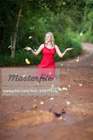 girl with Butterflies near by