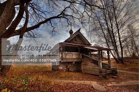 Wooden christian chapel. Vasilevo, Tver region, Russia