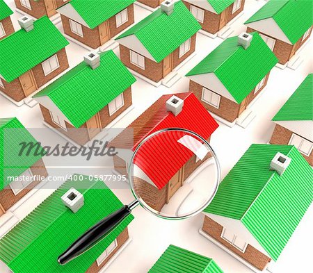 Examining of one house under the big magnifier