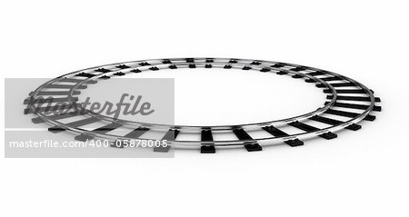 The railway for a train closed in a ring on a white background