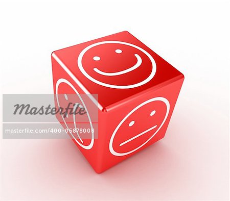 Illustration of a red cube with different faces