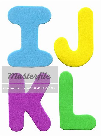 Colorful foam letters isolated on white