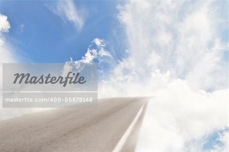 Heaven road turn into clouds on blue sky