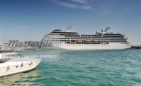 Cruise liner in Yalta port. Crimea. Ukraine