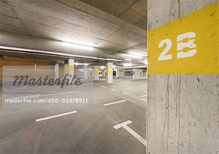 Empty underground  parking lot area