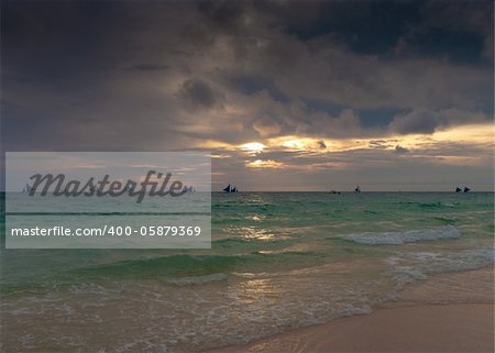 beautiful sunset on Boracay island, Philippines