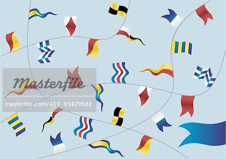 Navigation flags on light blue background. Vector available.