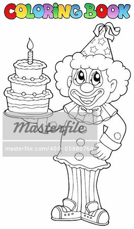 Coloring book with happy clown 3 - vector illustration.