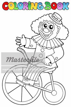 Coloring book with happy clown 4 - vector illustration.