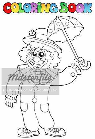 Coloring book with happy clown 6 - vector illustration.