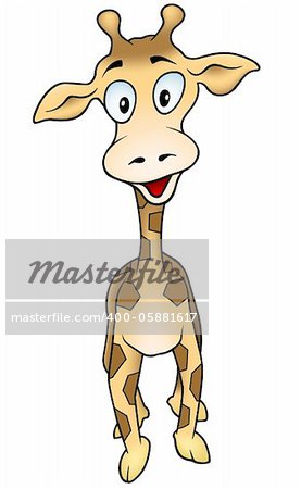 Giraffe - colored cartoon illustration, vector