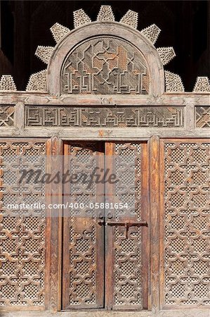 A doorway in "Ali Ben Youssuf" Madressa (Koranic school) at Marrakech. Morocco.