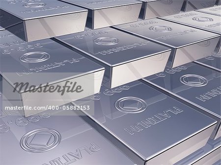 Illustration of platinum reserves piled high in a stack