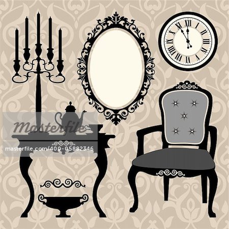 Vector illustration of antique furniture collection