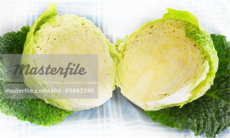 green fresh appetizing organic savoy cabbage similar halves