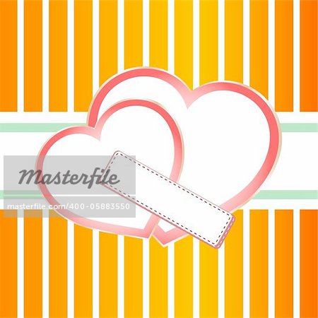 Pastel ornate background with two love hearts