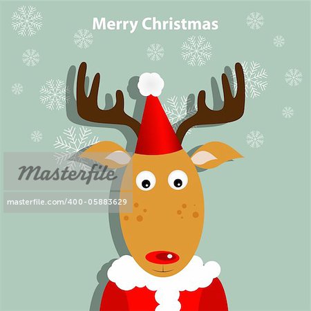 Greeting card with xmas deer