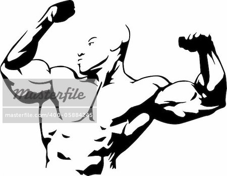 Vector illustration of muscle man suitable for body building club
