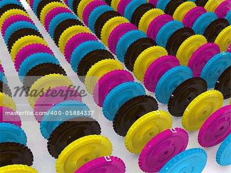 CMYK gears. 3d