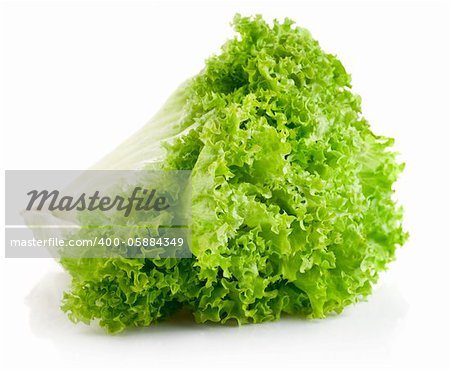 green leaves lettuce isolated on white background