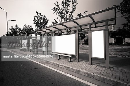 Outdoor billboard image. Blank white background for marketing messages at bus stop.