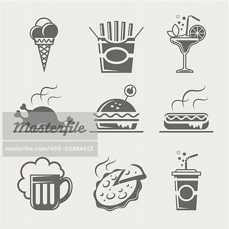 fast food and drink set of icon vector illustration