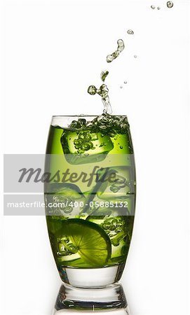 lime drink with a ice and a splash