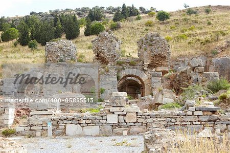 Arched doorways in the old ruins of the city of Ephesus in modern day Turkey