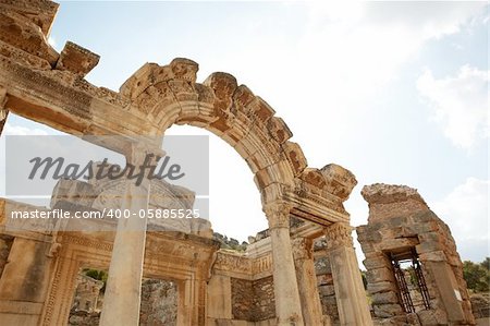 Hadians Temple in the old ruins of the city of Ephesus in modern day Turkey