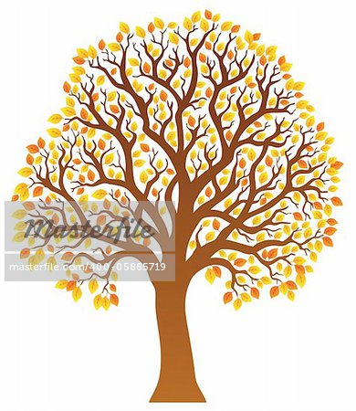 Tree with orange leaves 1 - vector illustration.