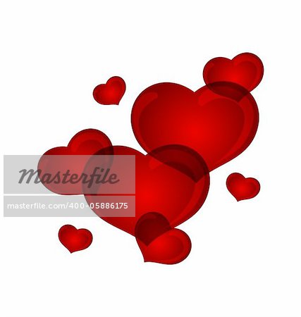 Illustration set valentine hearts isolated - vector