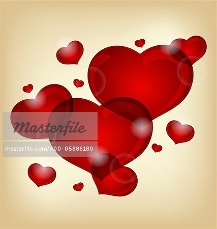 Illustration set of valentine hearts - vector